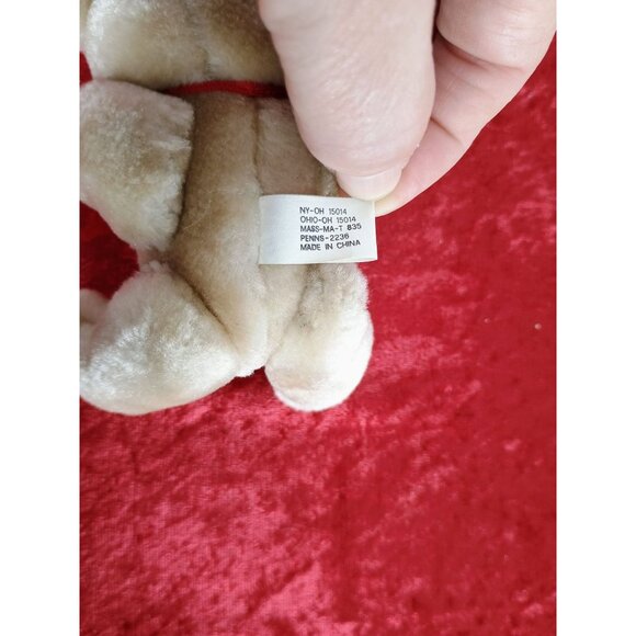 Vintage Plush Beige Teddy Bear With Red Ribbon 6" Soft Stuffed Animal Toy For Ki - Picture 7 of 8